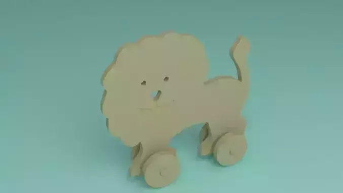 toy wooden lion 2d 3D model