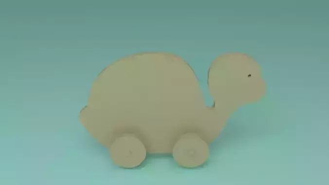 toy wooden tortoise 2d Free 3D model
