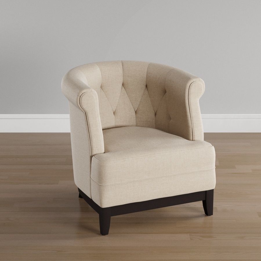 Beige Barrel Tufted Armchair 3D model