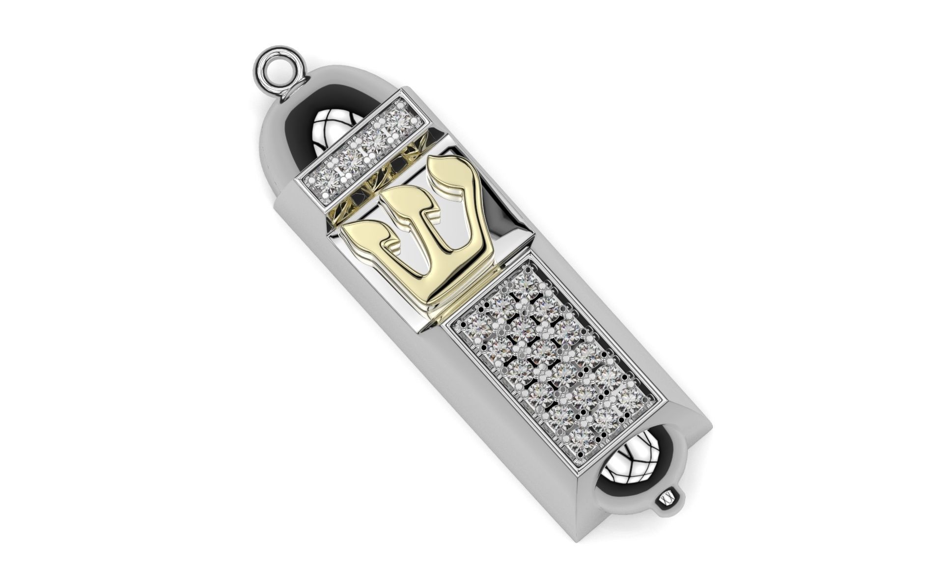 Mezuzah gold pendant 3d printable model jewish religion jewelry 3D print model_1