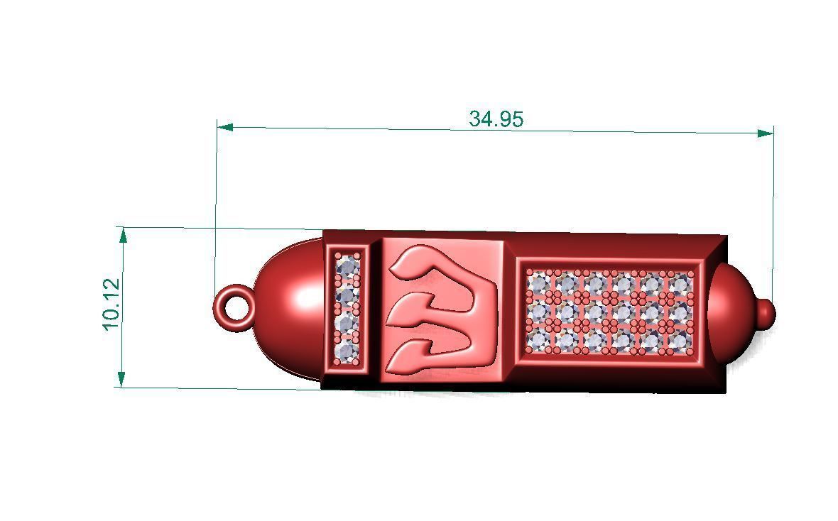 Mezuzah gold pendant 3d printable model jewish religion jewelry 3D print model_3