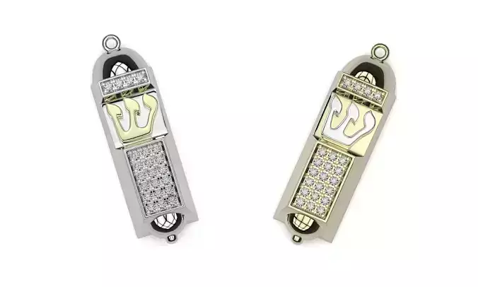 Mezuzah gold pendant 3d printable model jewish religion jewelry 3D print model