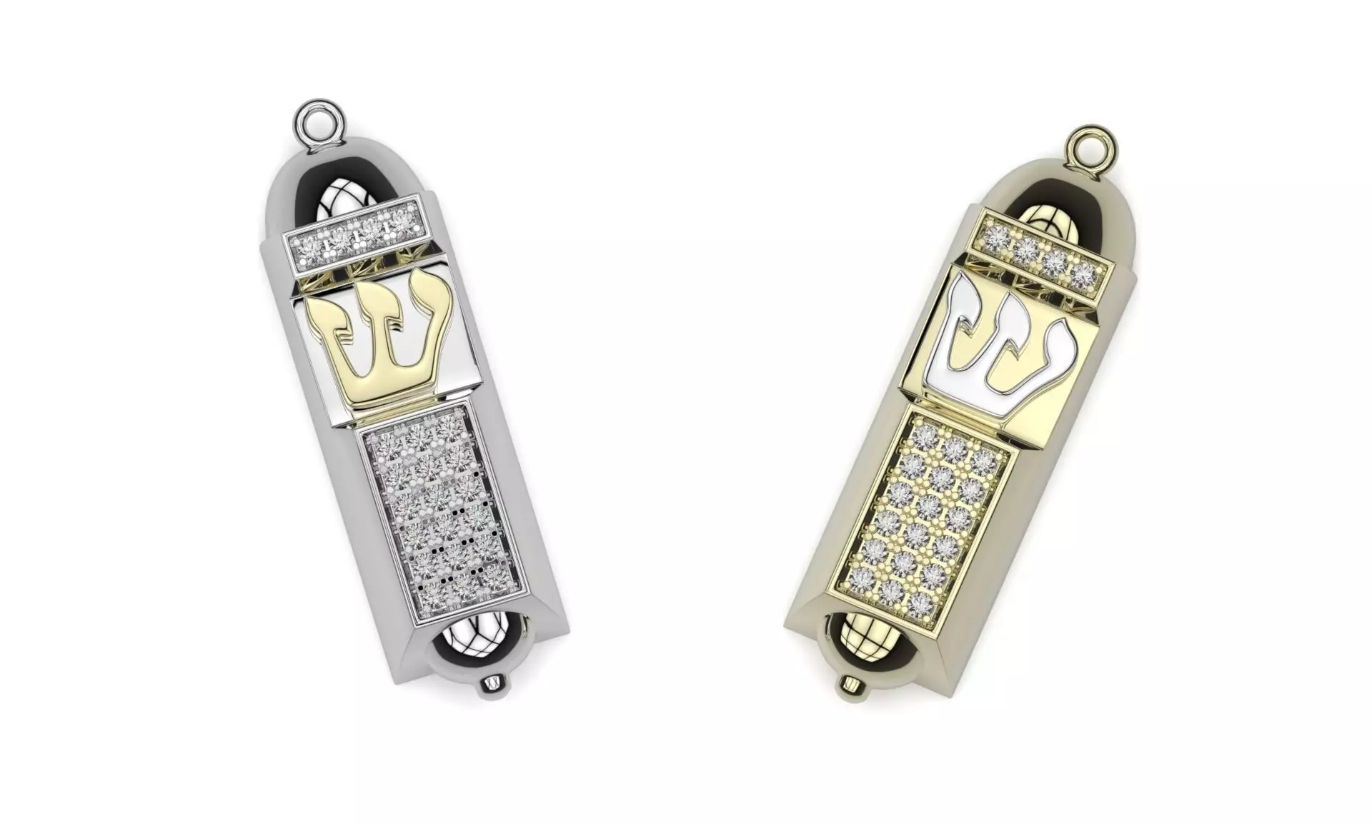 Mezuzah gold pendant 3d printable model jewish religion jewelry 3D print model_0