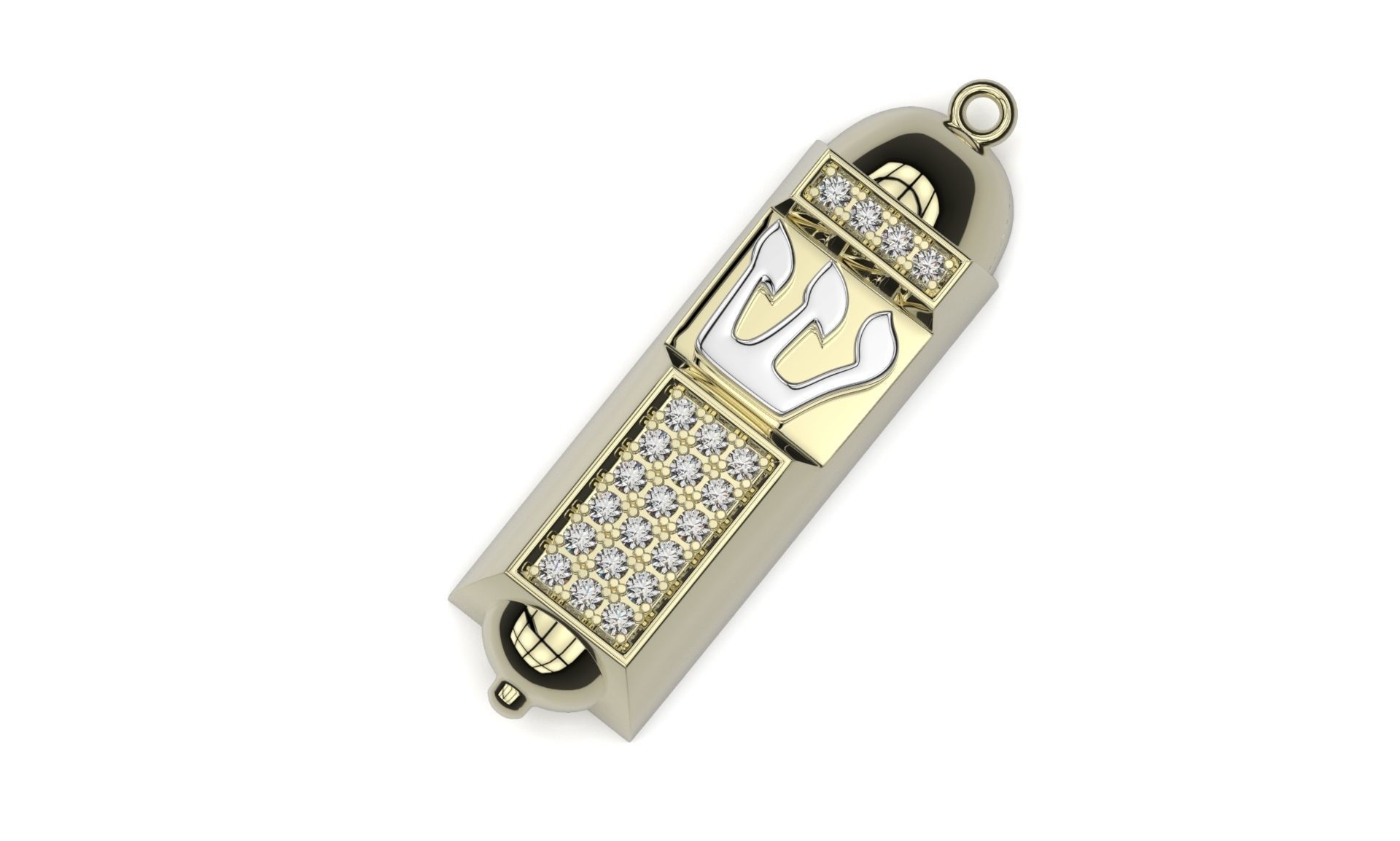 Mezuzah gold pendant 3d printable model jewish religion jewelry 3D print model_2