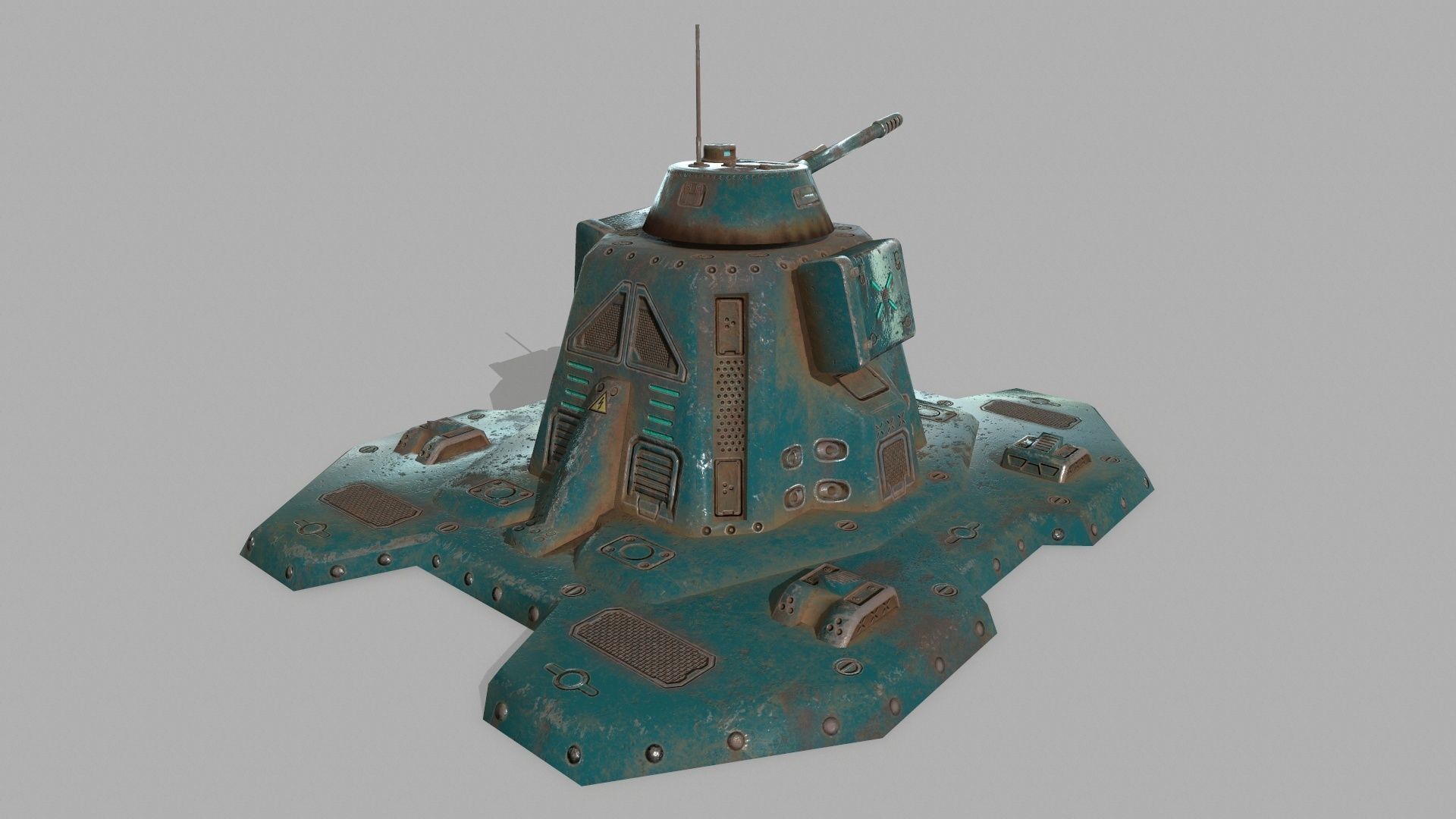 Missile Turret Low-poly 3D model_4