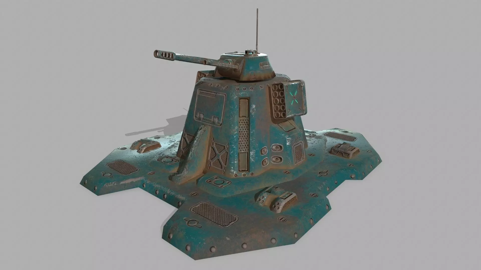 Missile Turret Low-poly 3D model_0