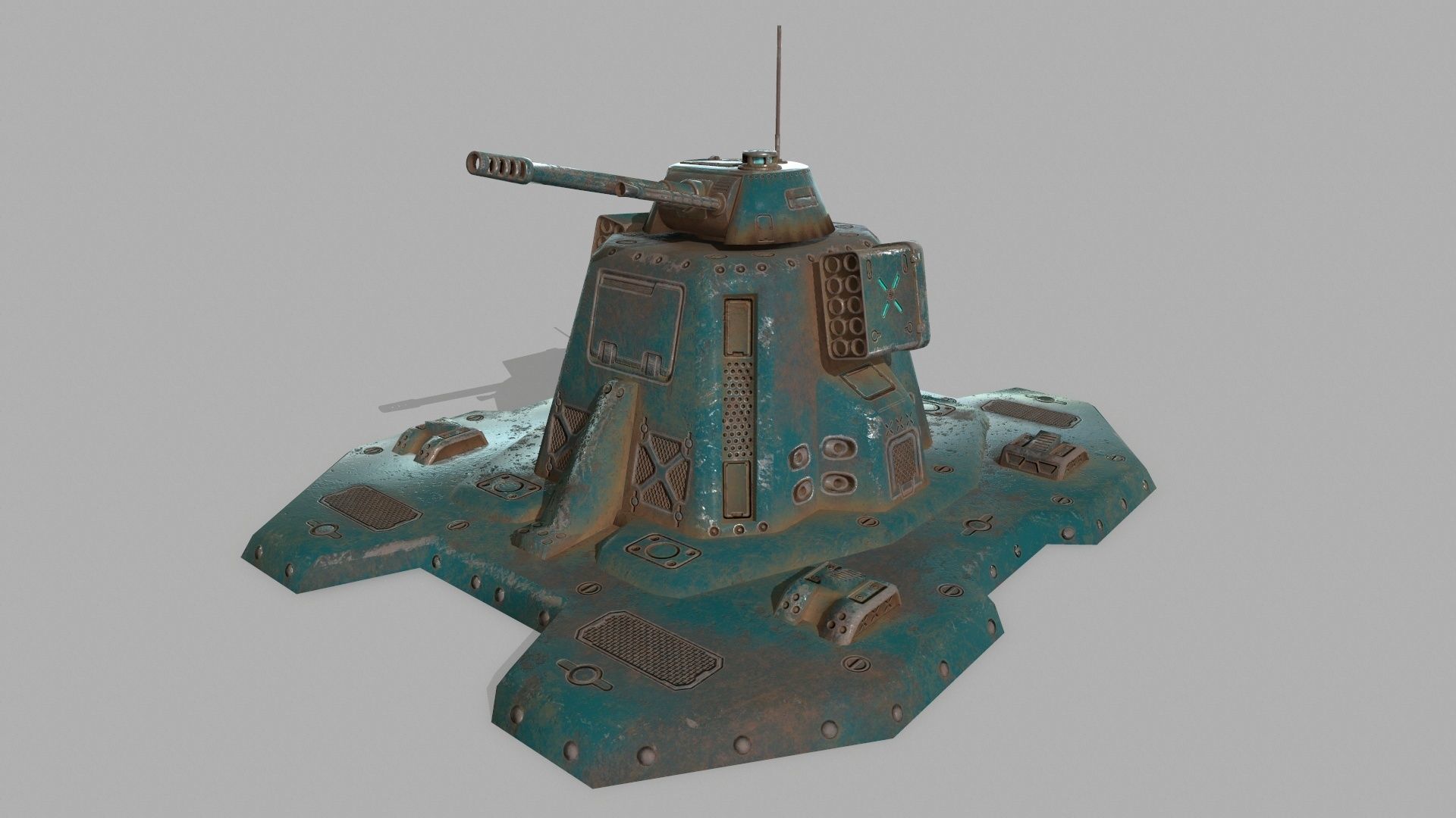 Missile Turret Low-poly 3D model_8
