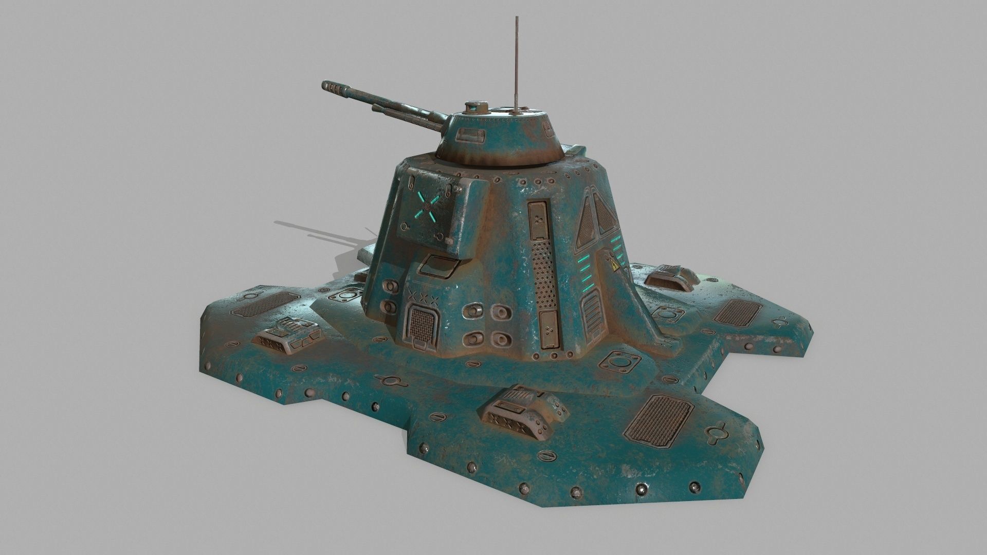 Missile Turret Low-poly 3D model_6