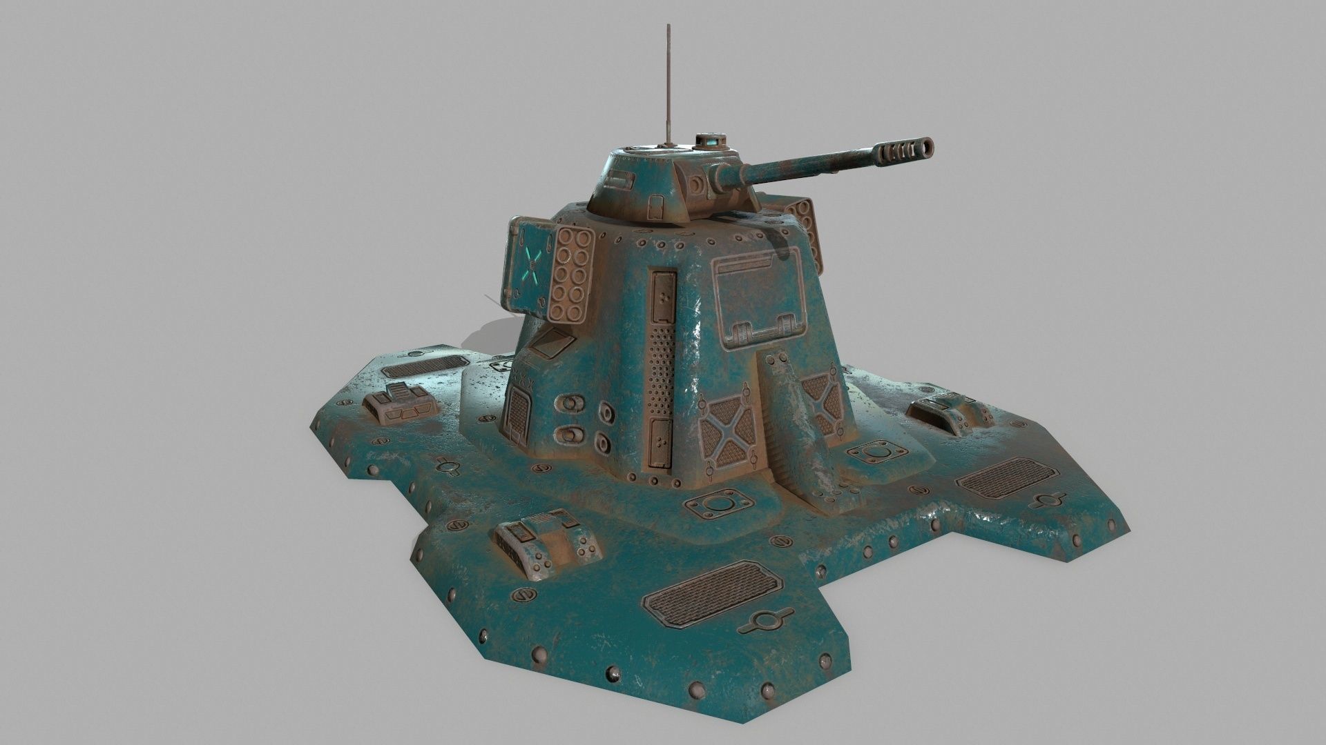 Missile Turret Low-poly 3D model_2