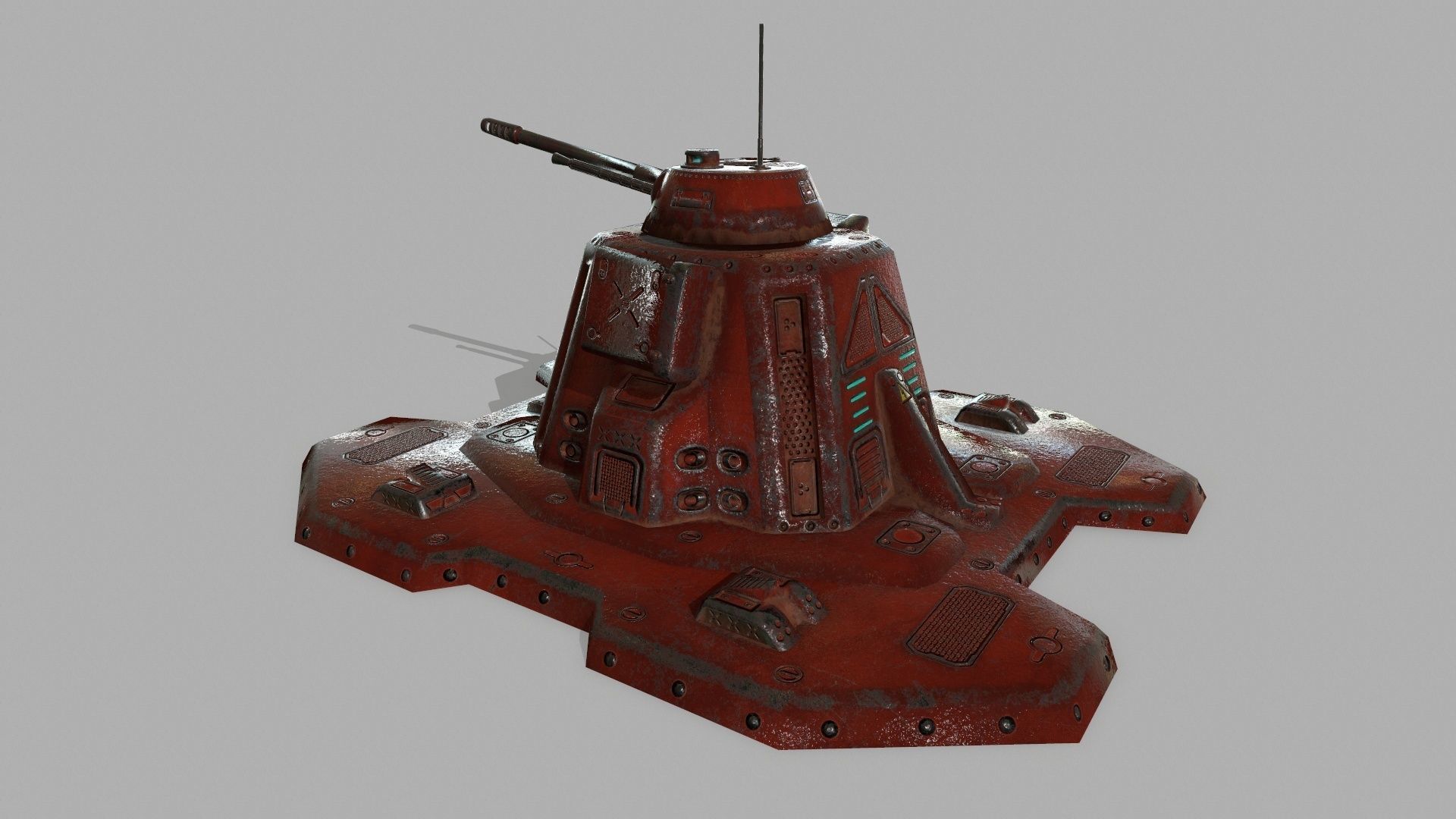 Missile  Turret Low-poly 3D model_6