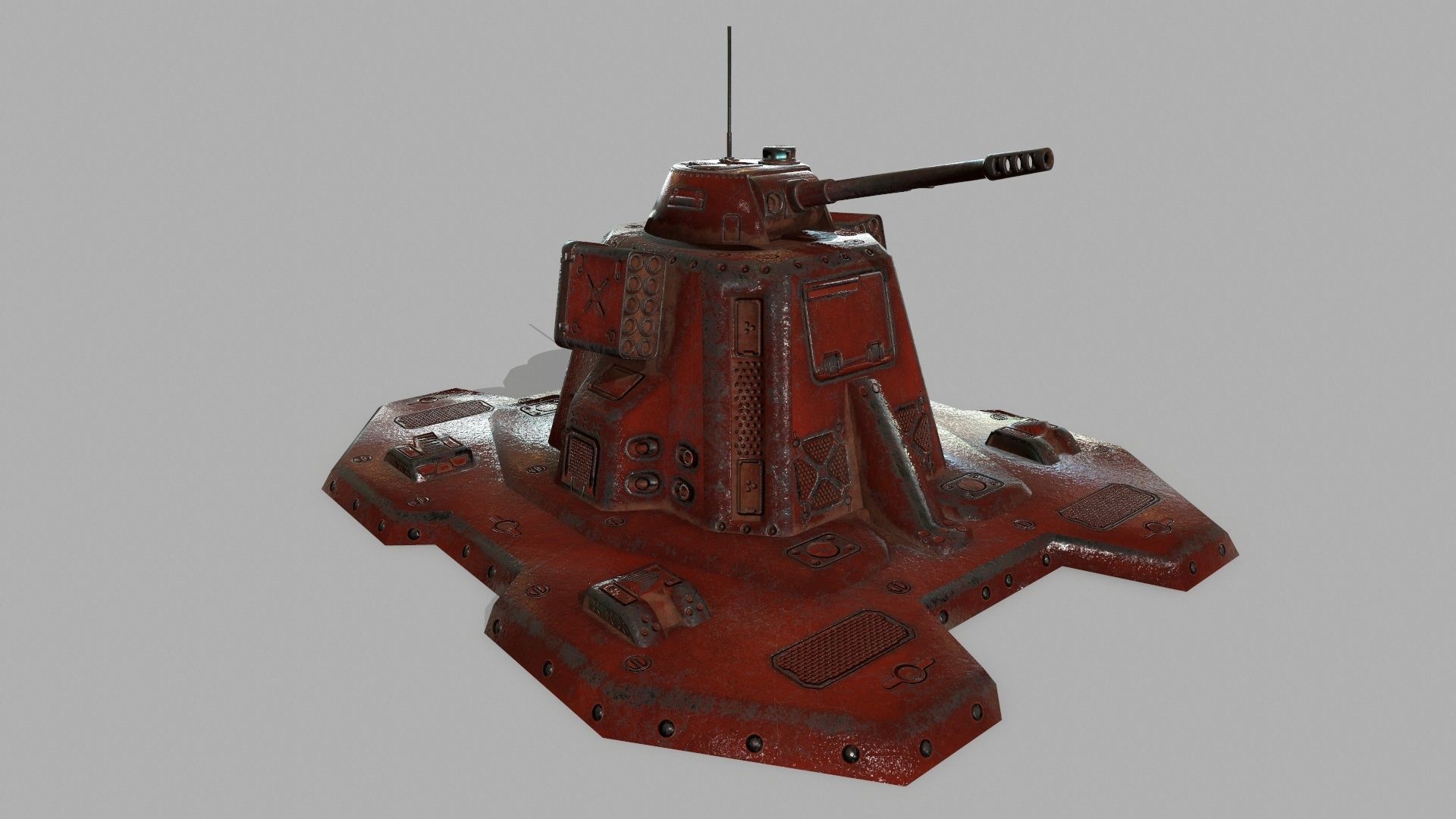 Missile  Turret Low-poly 3D model_2