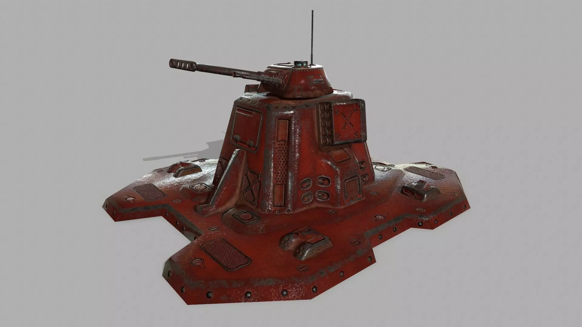 Missile  Turret Low-poly 3D model_0