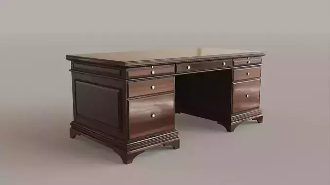Classic Office Desk Low-poly 3D model