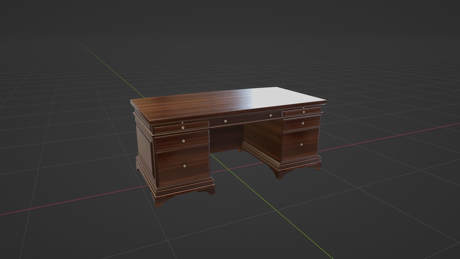 Classic Office Desk Low-poly 3D model_7