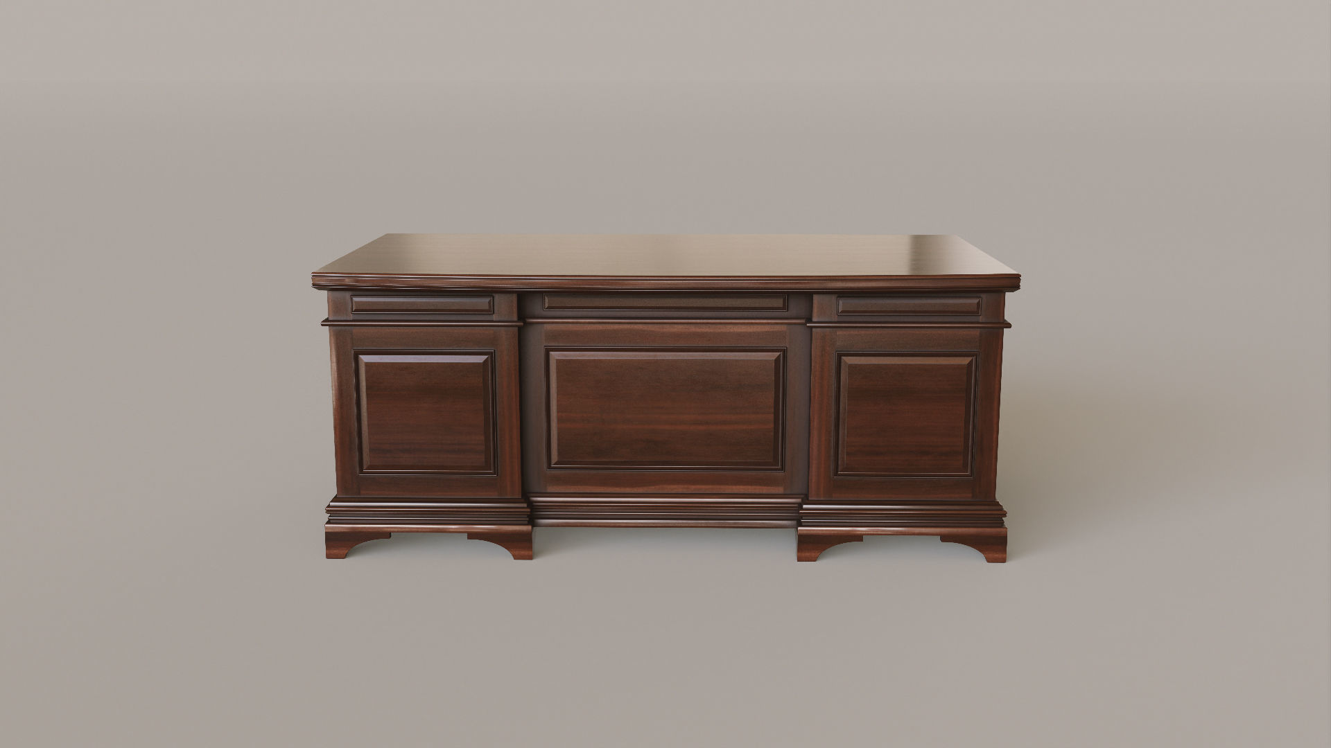 Classic Office Desk Low-poly 3D model_4