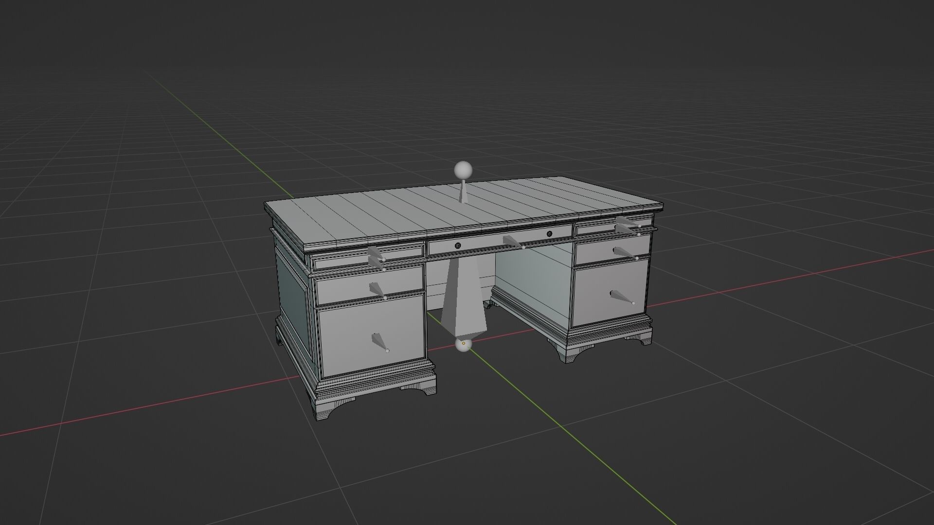 Classic Office Desk Low-poly 3D model_9