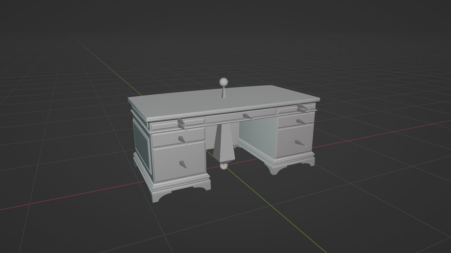 Classic Office Desk Low-poly 3D model_8