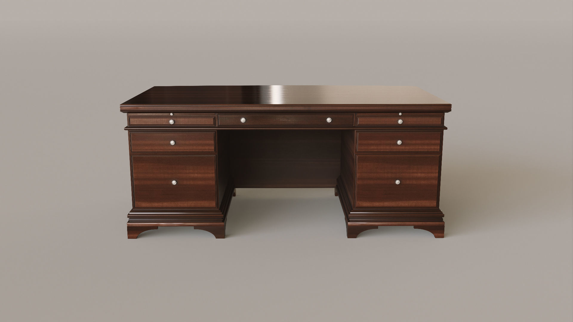Classic Office Desk Low-poly 3D model_3