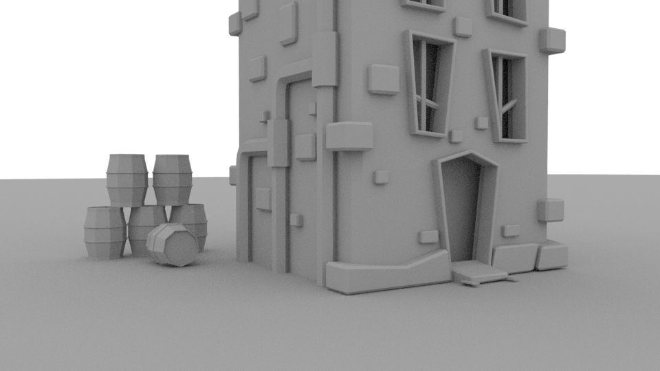 Cartoon House  Low-poly 3D model_2