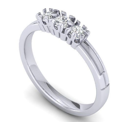 RING28 three stone diamond ring gold 3D print model