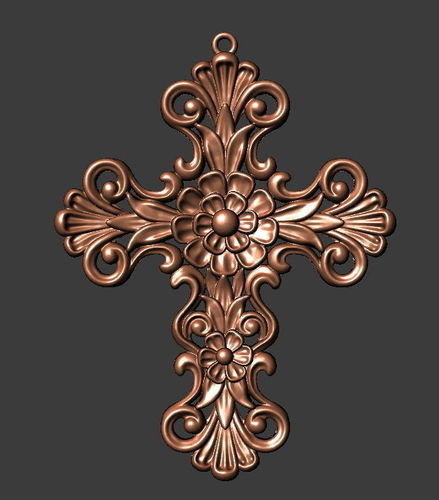 classic floral cross mold double side 3D print model