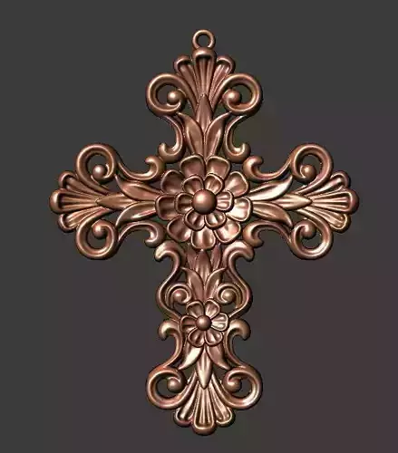 classic floral cross mold double side 3D print model