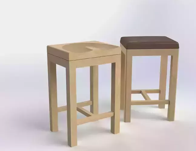 stool two wooden stools