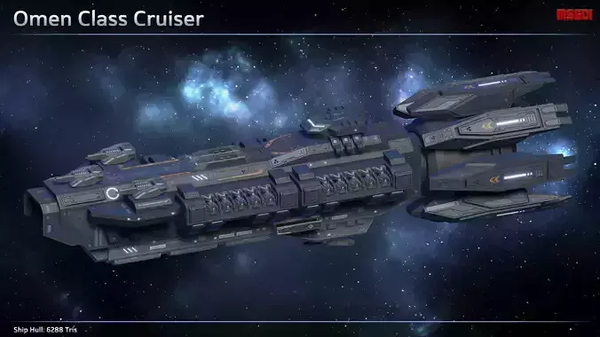 Spaceship Cruiser Omen Low-poly 3D model