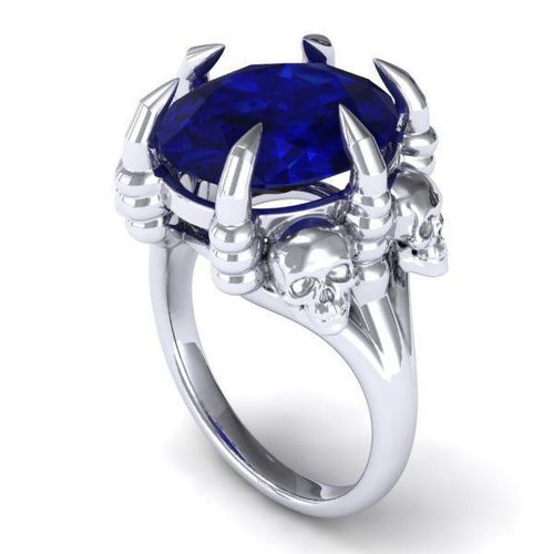 RING32 silver ring with sapphire and claws 3D print model
