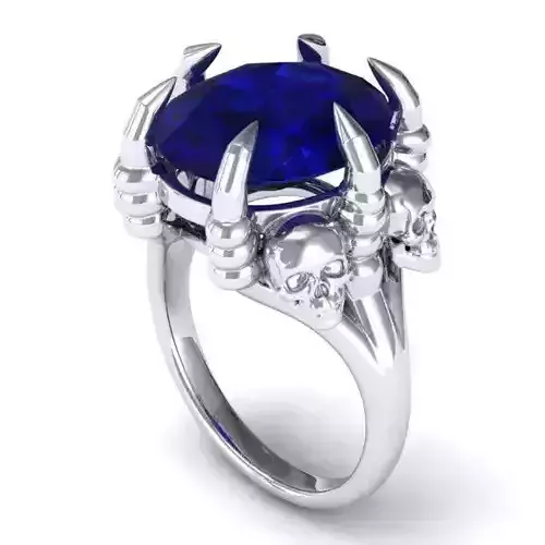 RING32 silver ring with sapphire and claws