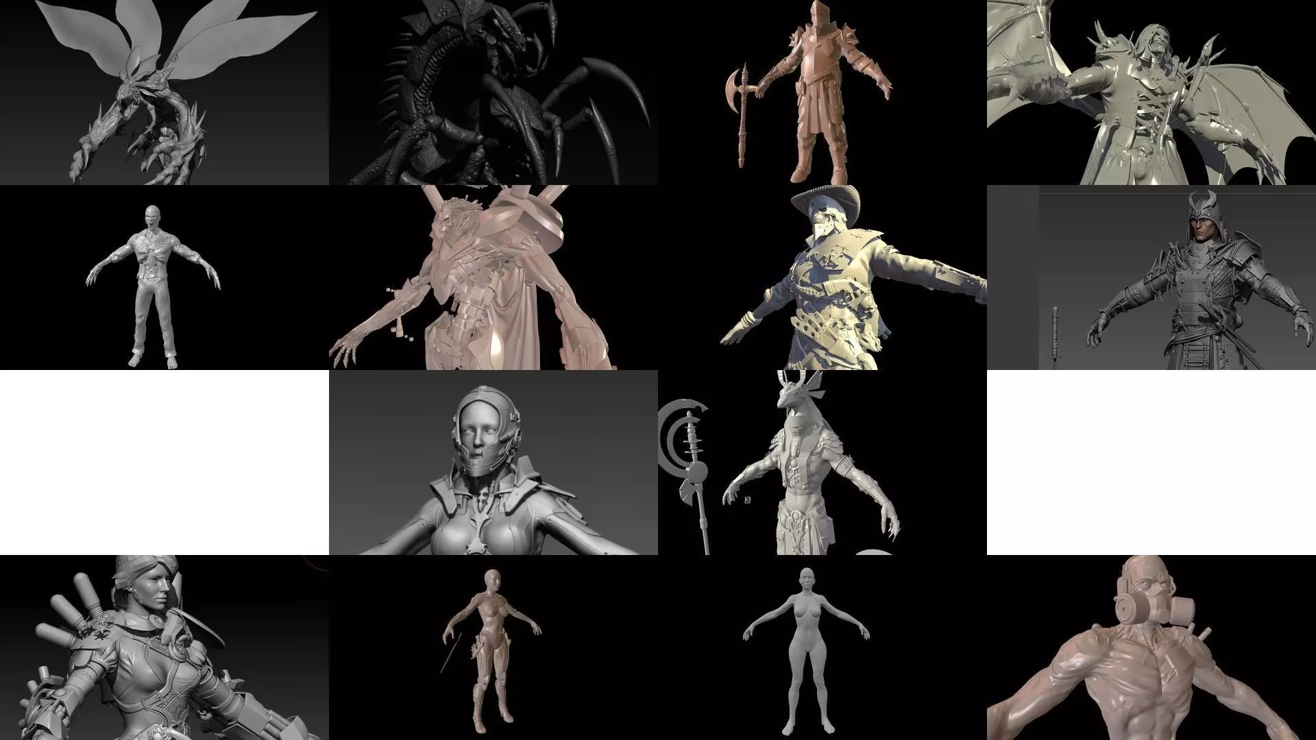 A large collection of high-poly models from the program zbrush _0