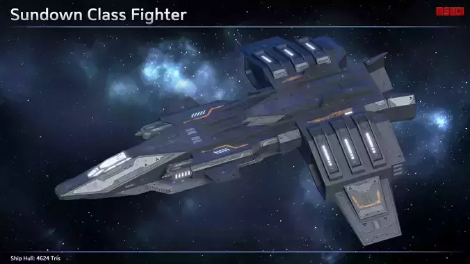 Spaceship Fighter Sundown Low-poly 3D model