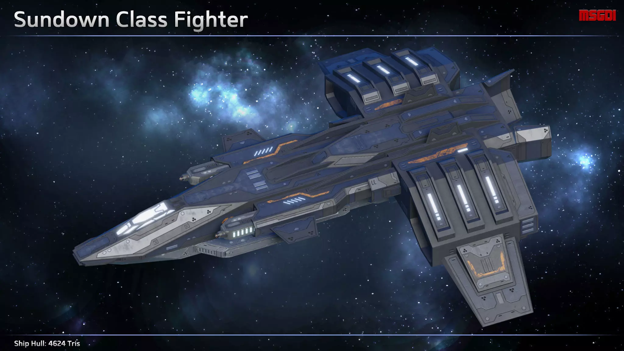 Spaceship Fighter Sundown Low-poly 3D model_0