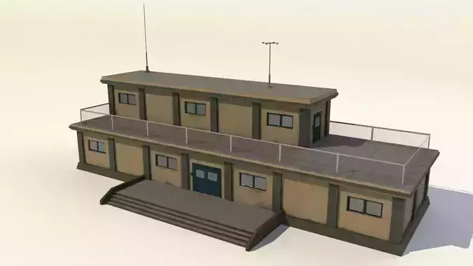 Building-02 military building Low-poly 3D model