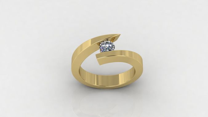 Ring 4 gold with diamond in center 3D print model