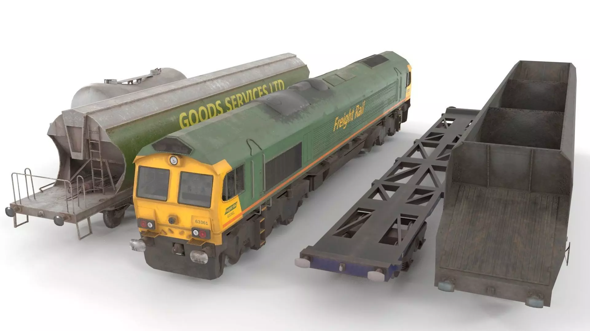 Train Pack low poly Low-poly 3D model