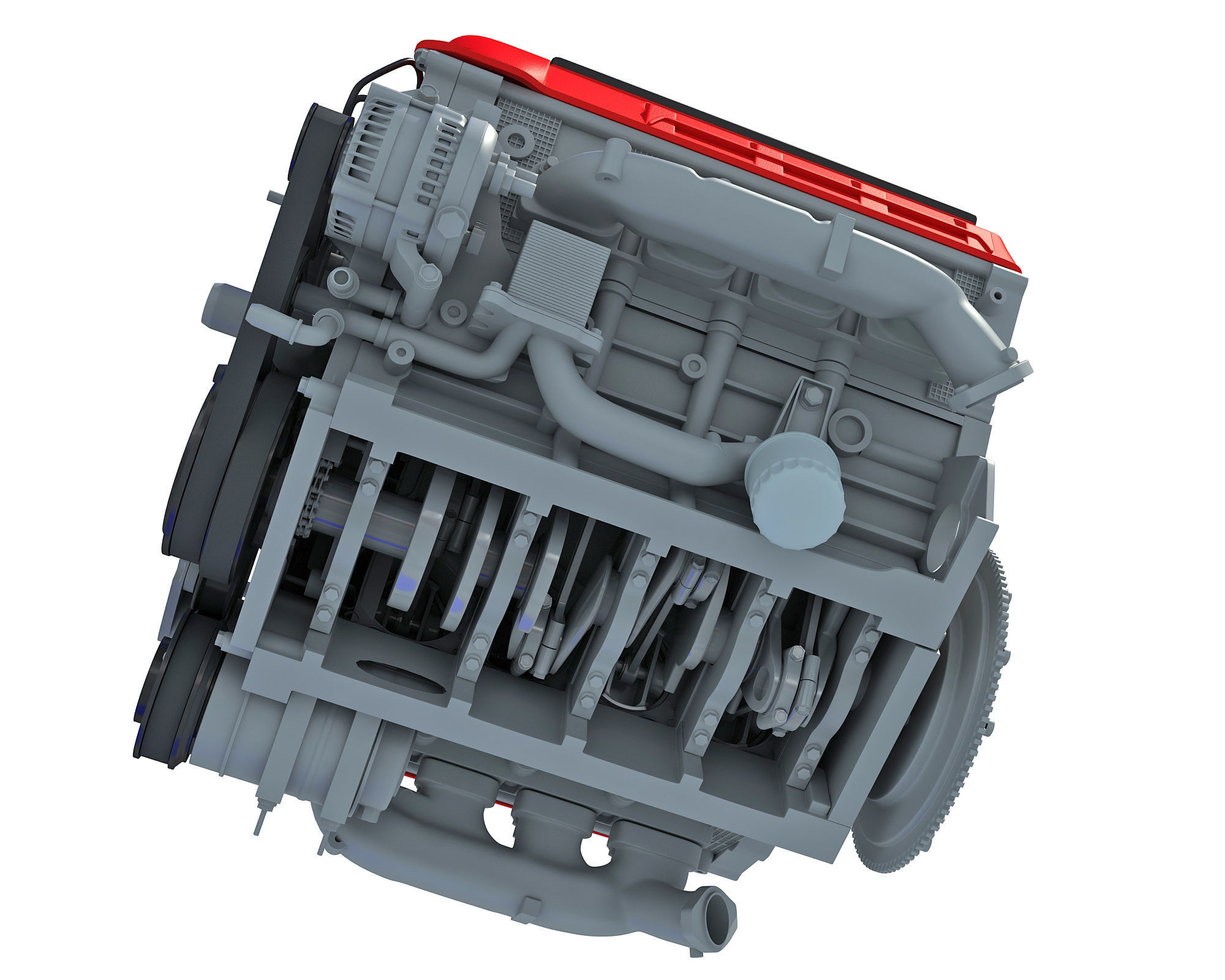 V8 Engine with Inner Parts 3D model_14