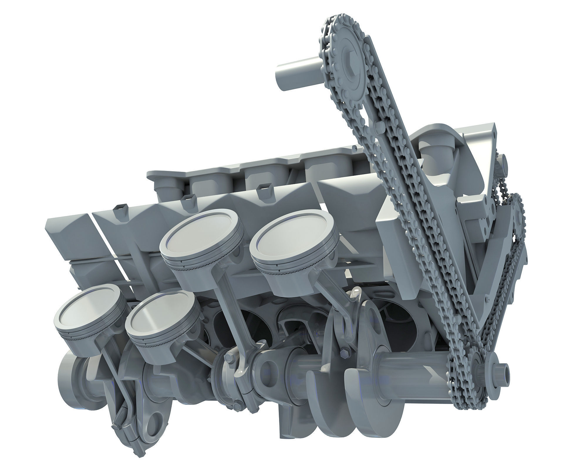 V8 Engine with Inner Parts 3D model_7
