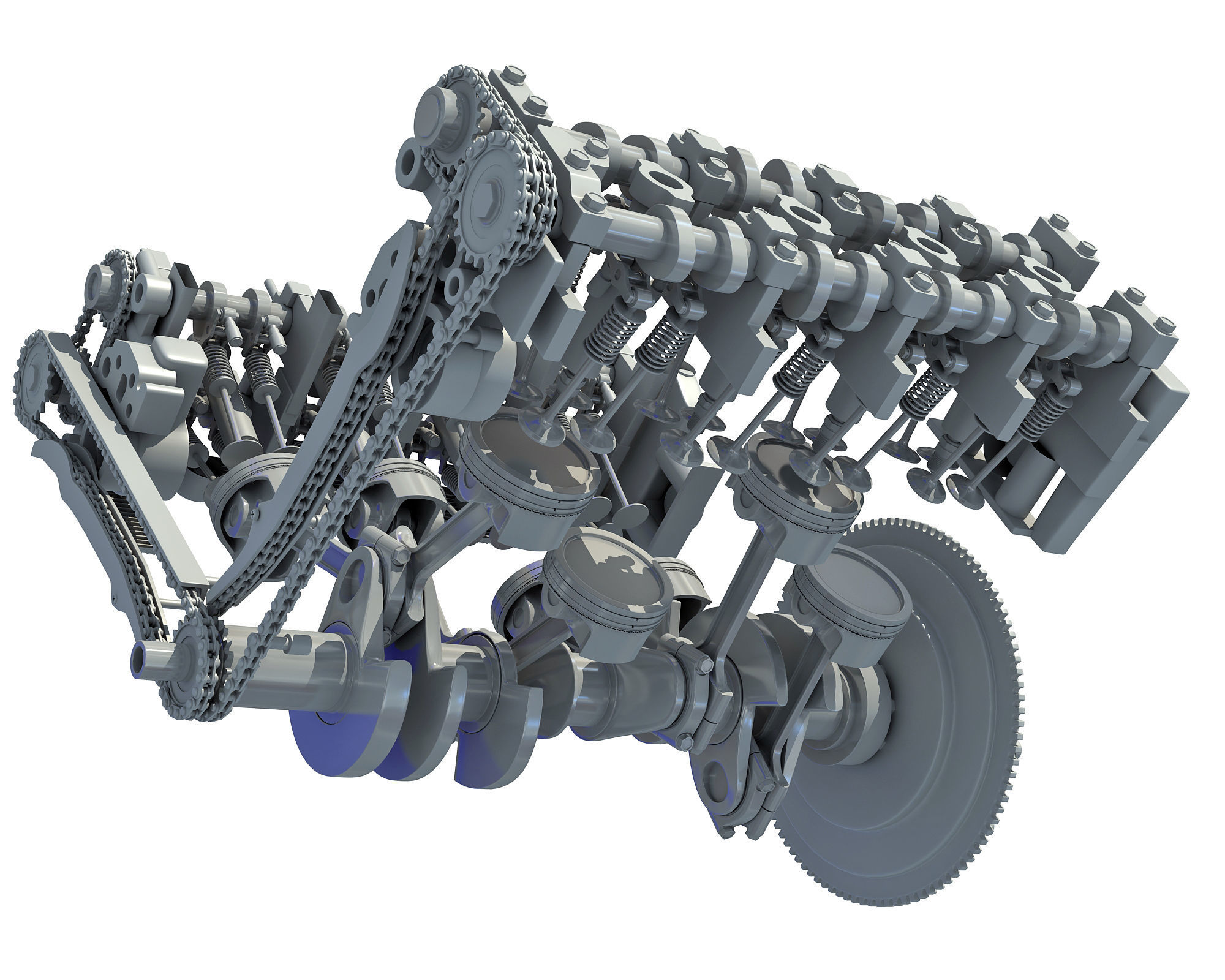 V8 Engine with Inner Parts 3D model_5
