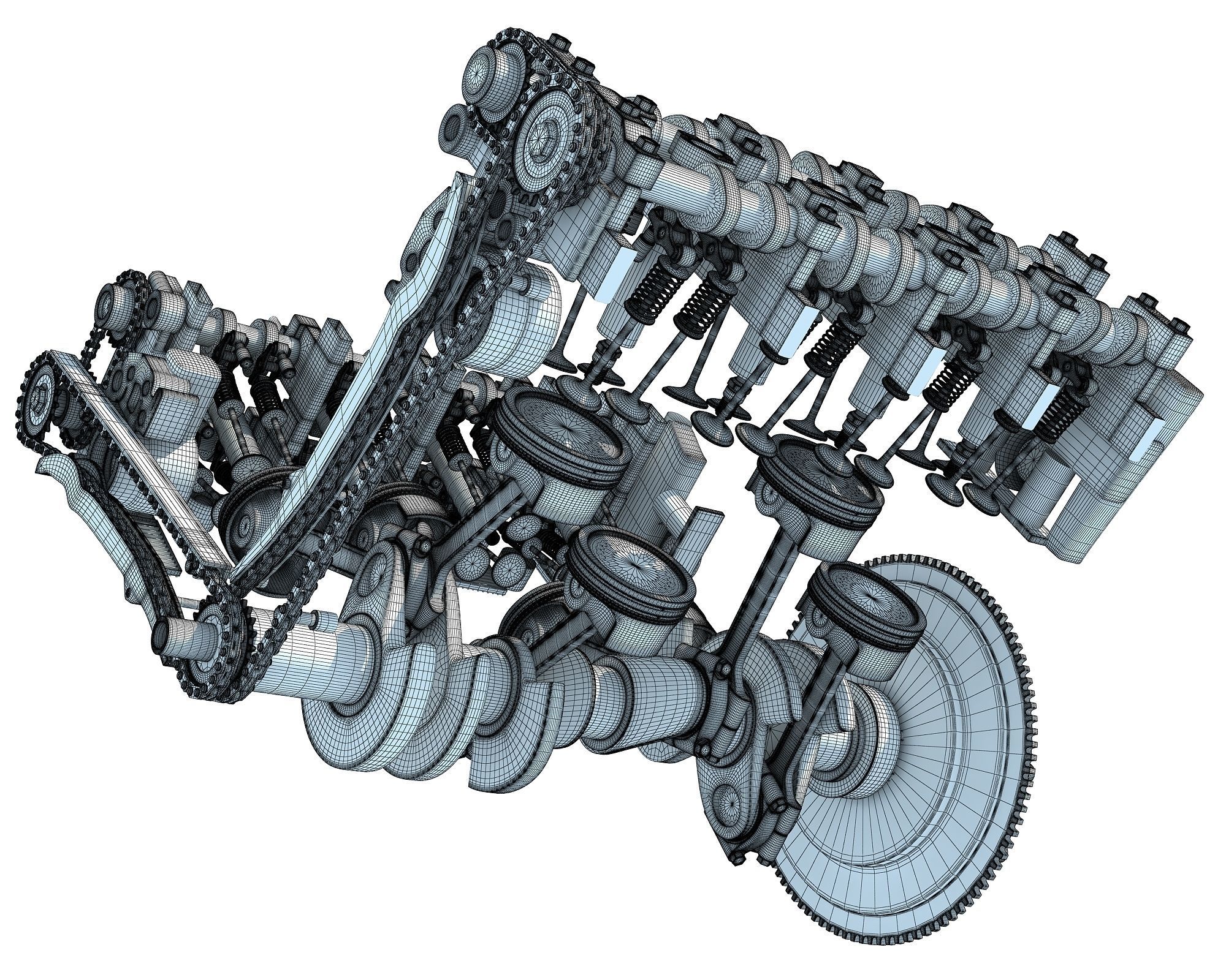 V8 Engine with Inner Parts 3D model_26