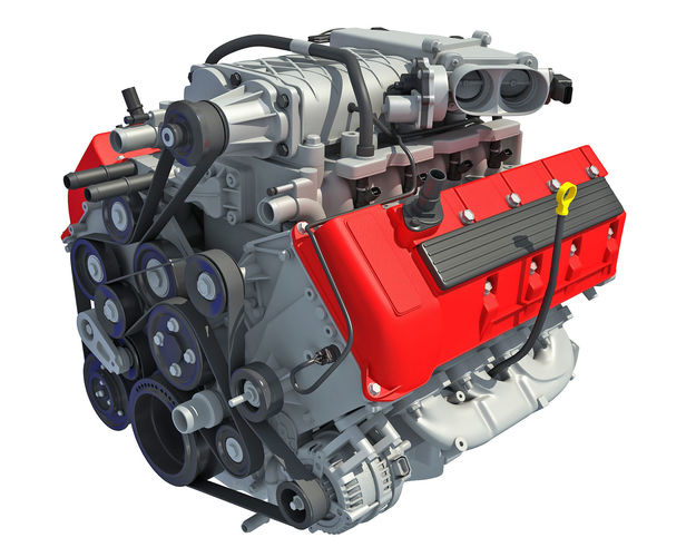V8 Engine with Inner Parts 3D model