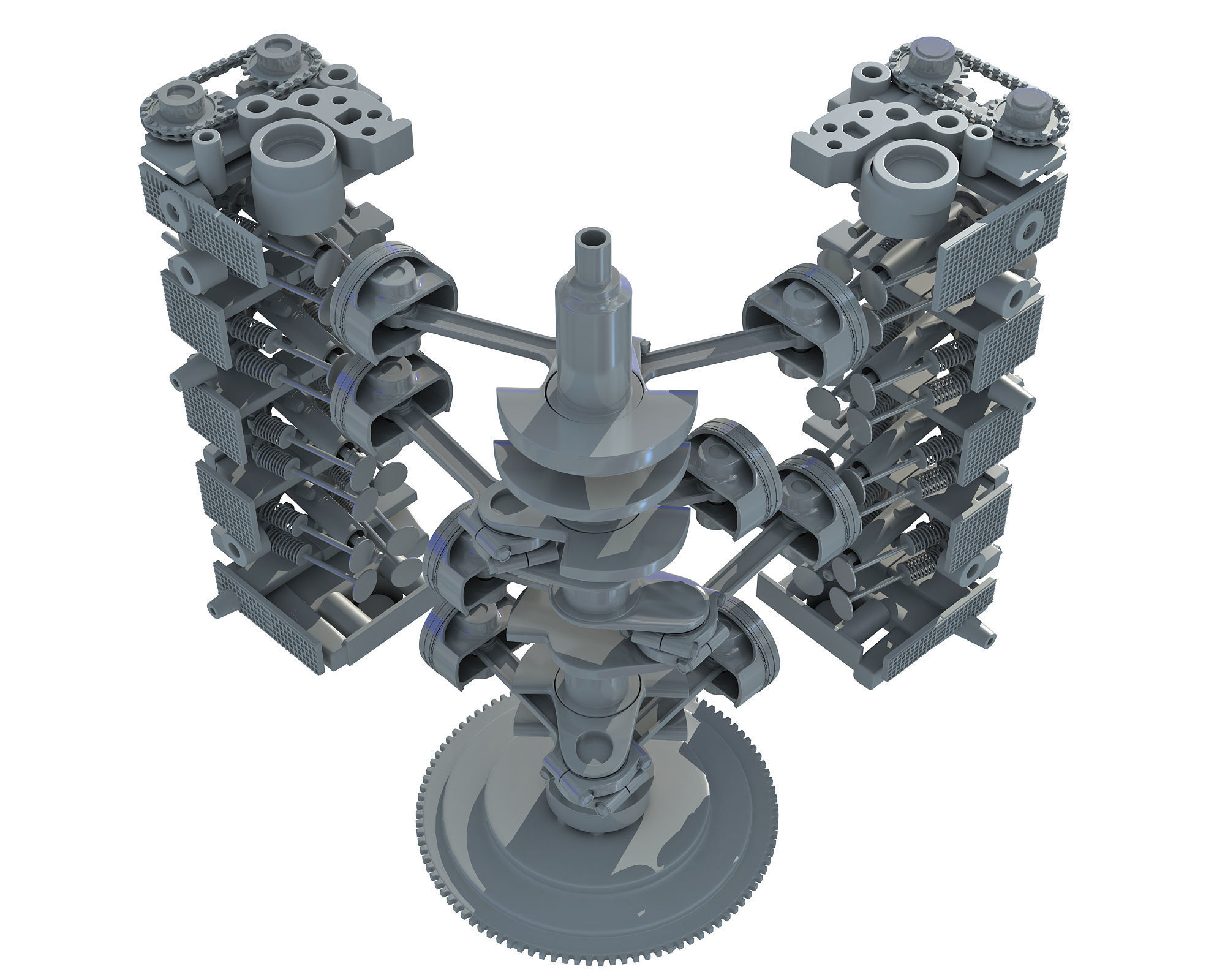 V8 Engine with Inner Parts 3D model_15