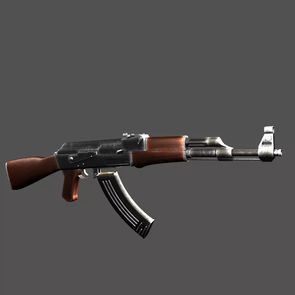 AK47 game ready low poly rifle Free low-poly 3D model