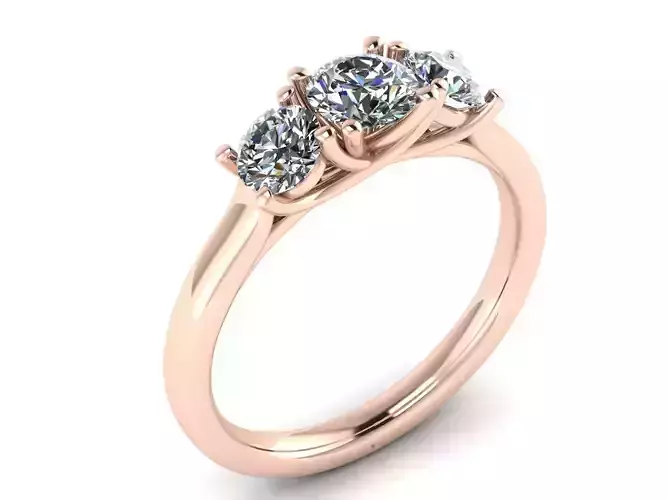 Ring06 three stone engagement ring in rose gold
