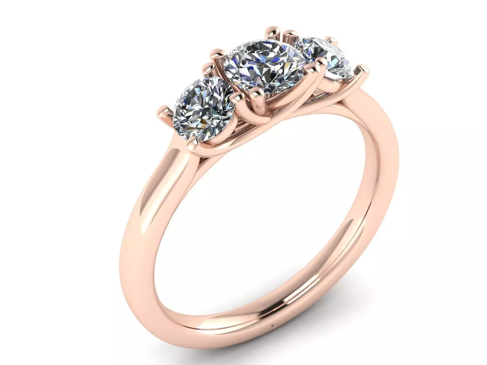 Ring06 three stone engagement ring in rose gold 3D print model_0