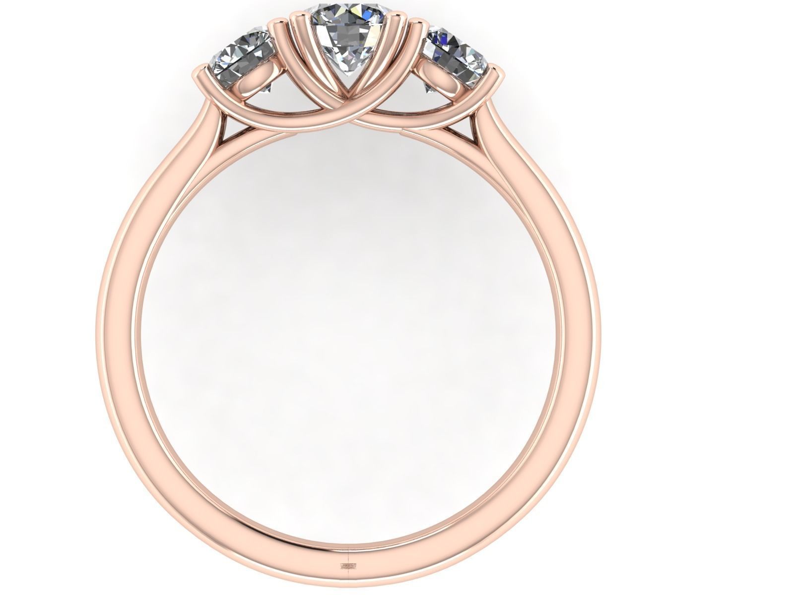 Ring06 three stone engagement ring in rose gold 3D print model_1