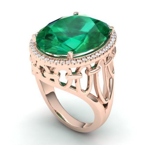 RING33 rose gold emerald and diamond ring 3D print model