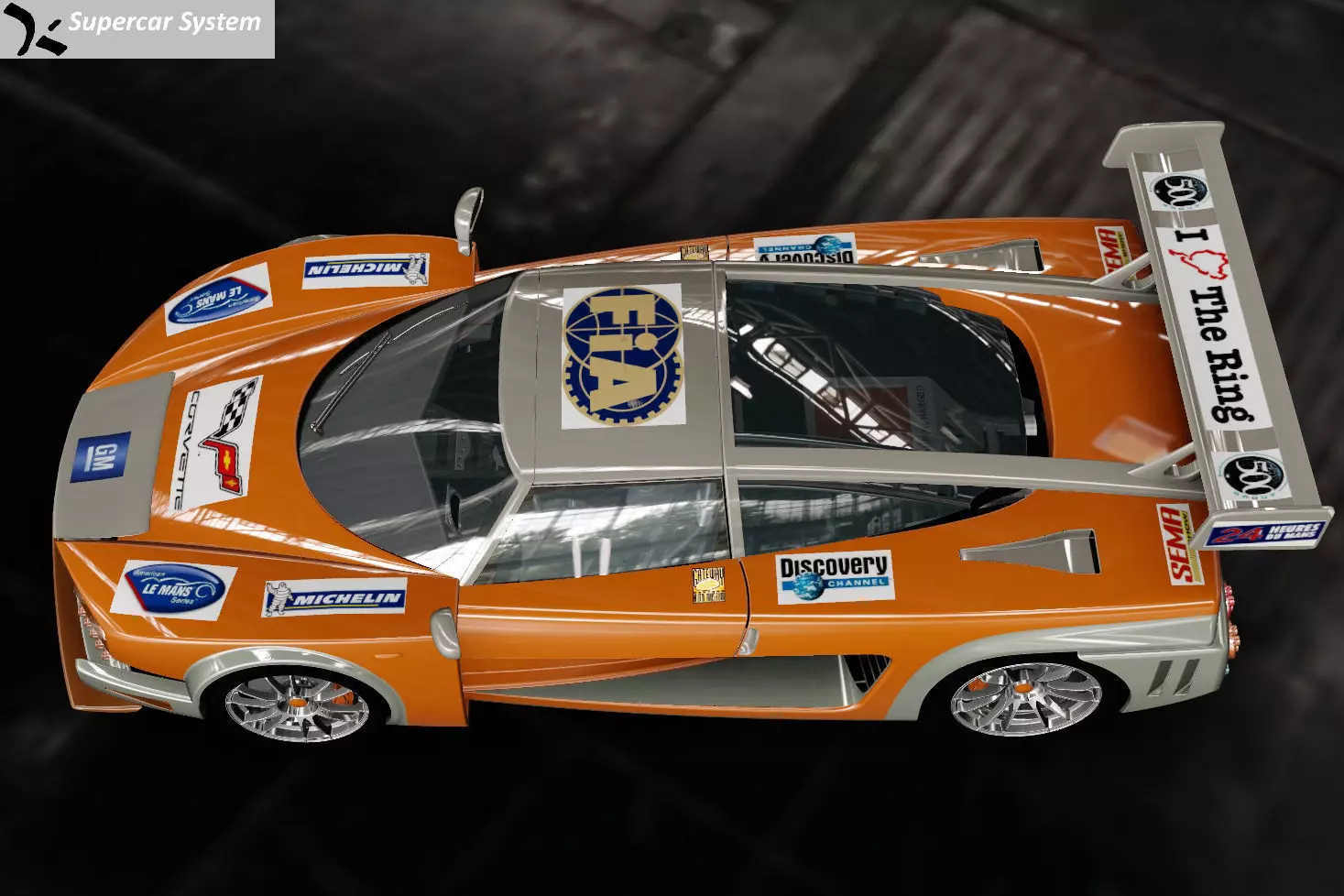 GT500ASTRACK orange and silver sports car Free 3D model