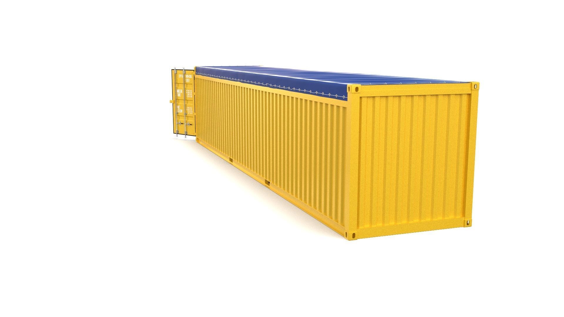 40ft Shipping Container Open Top 3D model_2