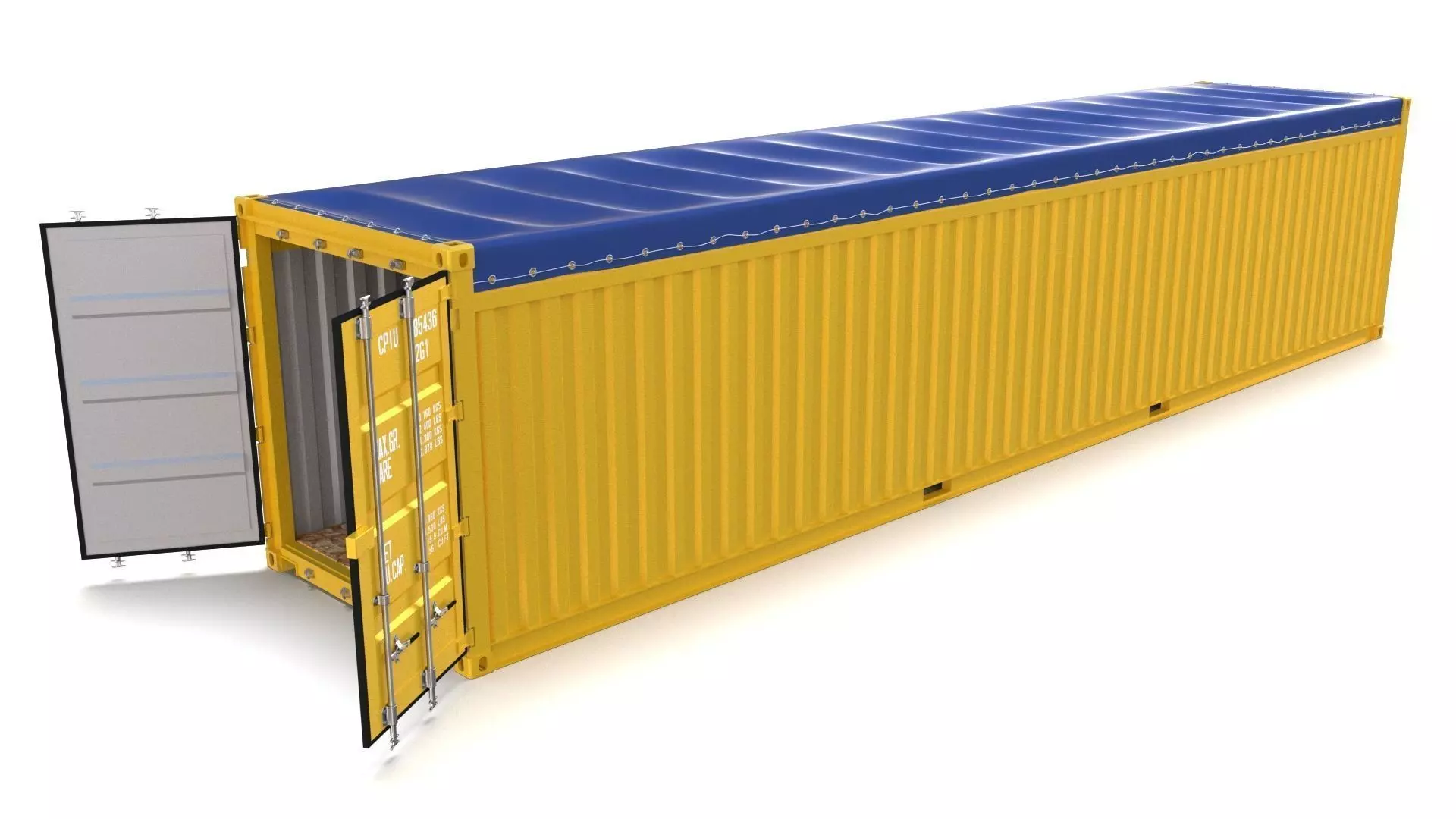 40ft Shipping Container Open Top 3D model_0